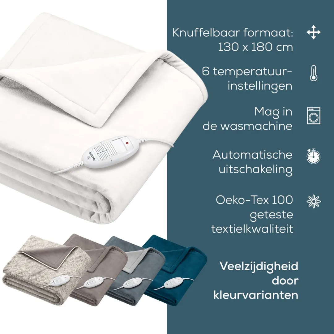 Beurer HD 75 42416 Warmtedeken - 1 persoons 180x130cm - Wit - afbeelding 6 van 6