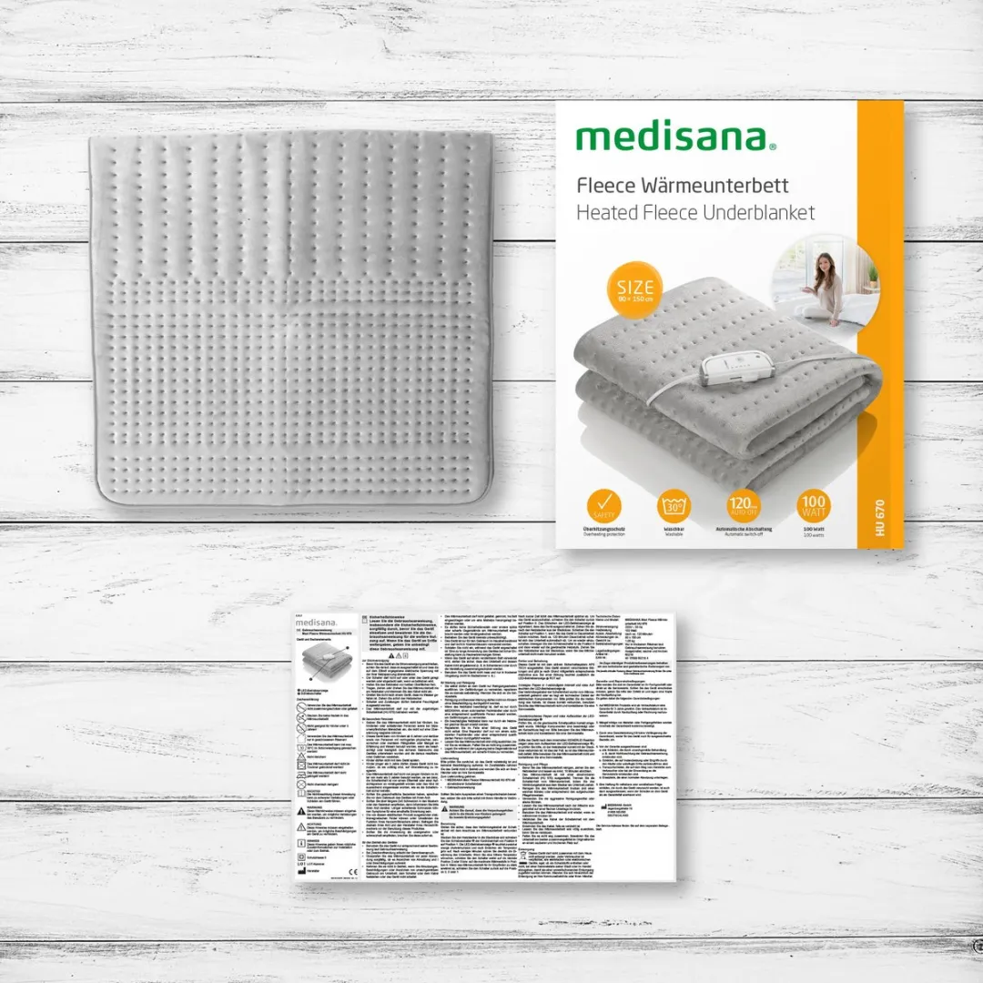 Medisana HU 670 Warmtedeken - 100W - Grijs