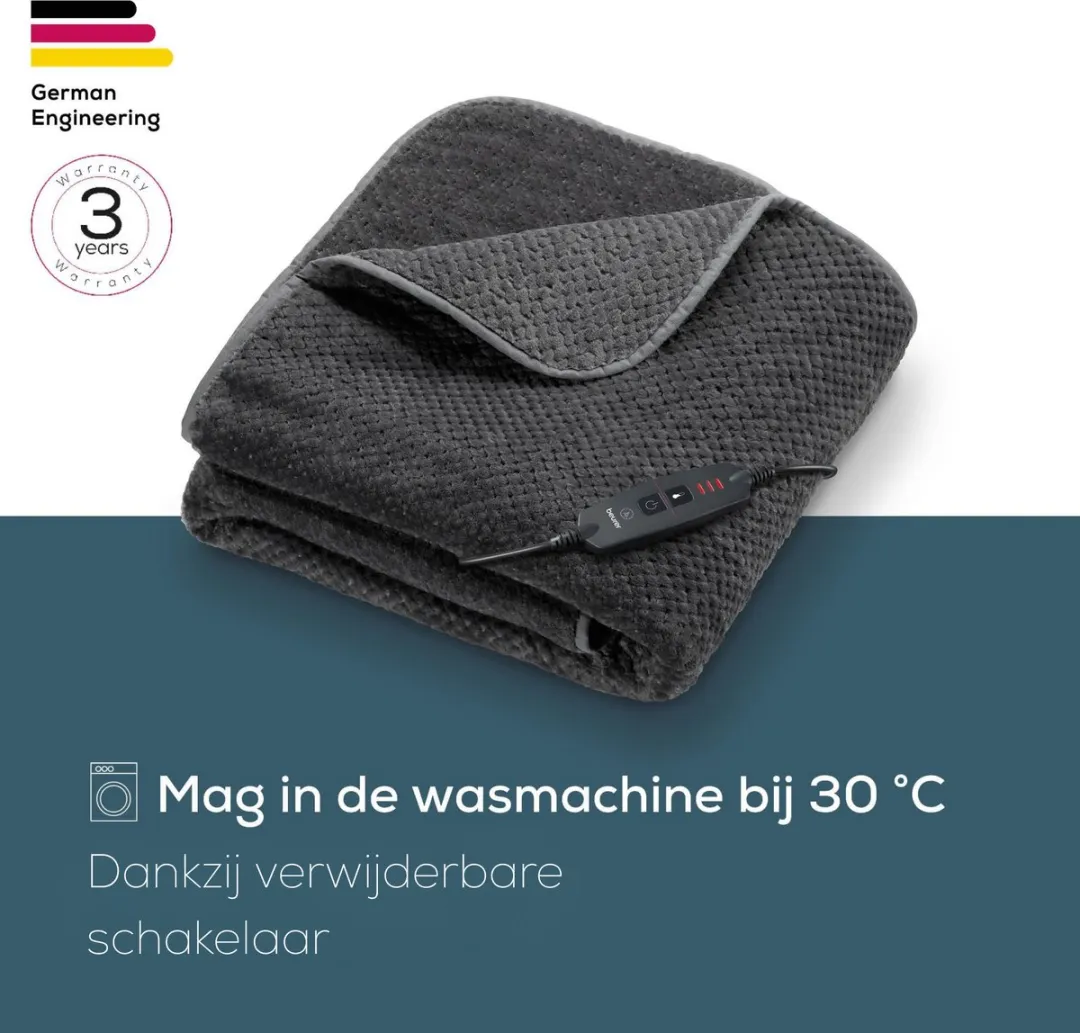 Beurer HD 65 Elektrische Warmedeken 100W - 180x130cm Grijs