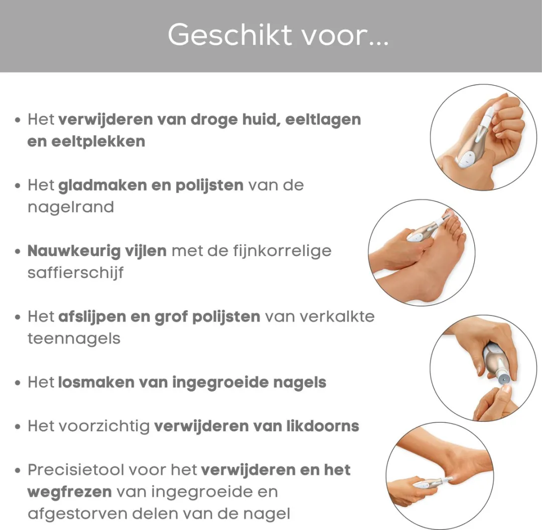 Beurer MP 64 Nagelvijl Set - Draadloos 10 Opzetstukken - Wit