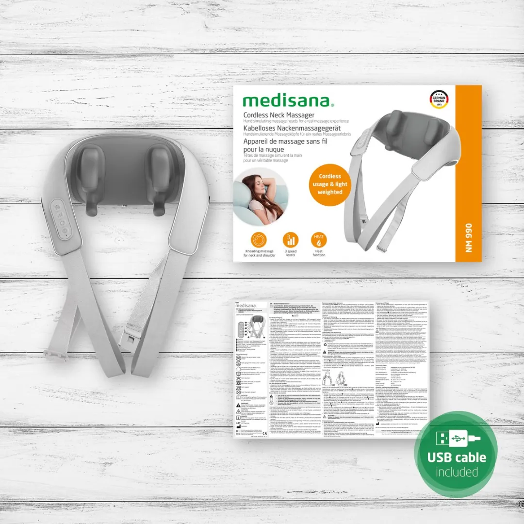 Medisana NM 990 Nekmassager - Draadloos - Warmtefunctie - 4 Koppen - Grijs - afbeelding 6 van 6