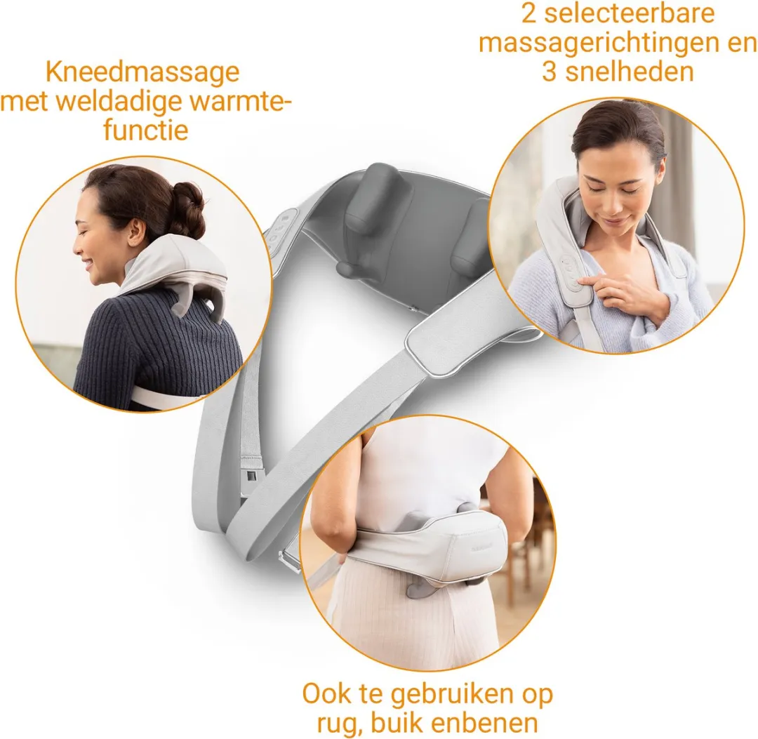 medisana NM 990 - Nek, schouder & rug massage - Draadloos USB-C - Warmtefunctie - Handsfree - Handgesimuleerde massagekoppen