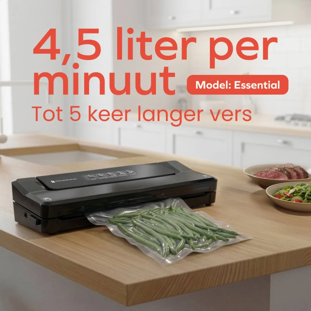KitchenBrothers KB1004218 Vacuüm Sealer - 125W - 40 Zakken - Zwart