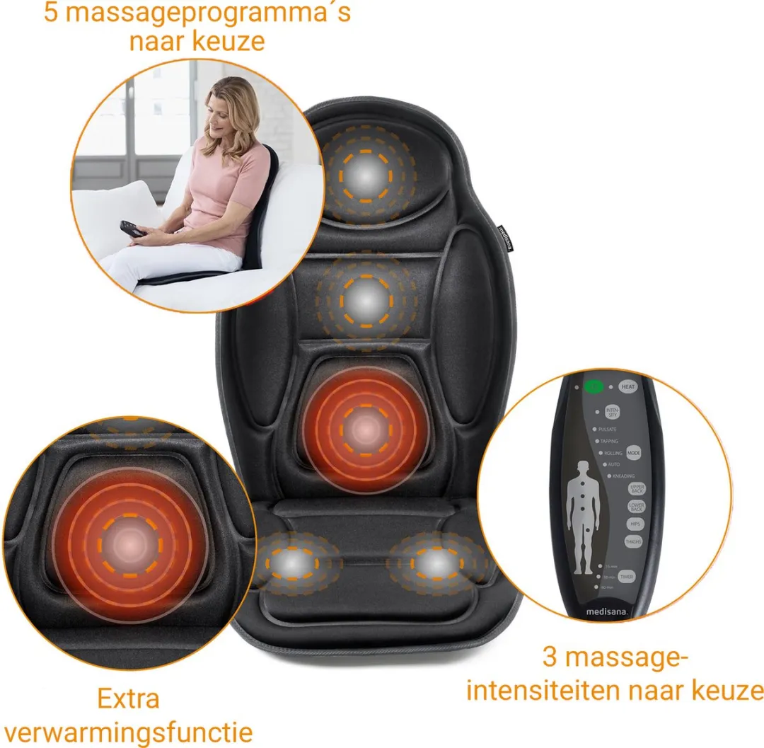 Medisana MCH Vibratie Massagekussen - 4 Koppen - Zwart