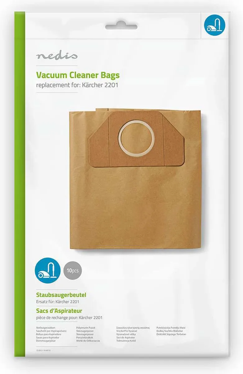 Nedis Stofzuigerzak DUBG111KAR10 - 10 Stuks - Papier - Bruin