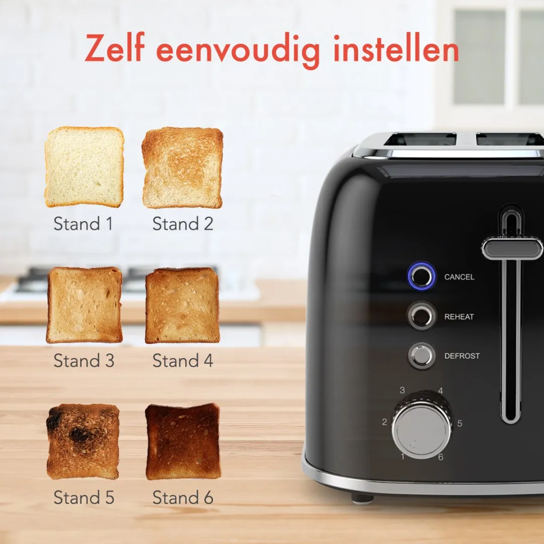 KitchenBrothers KB796 Broodrooster Tosti-ijzer 870W - 2 Stuks - Zwart