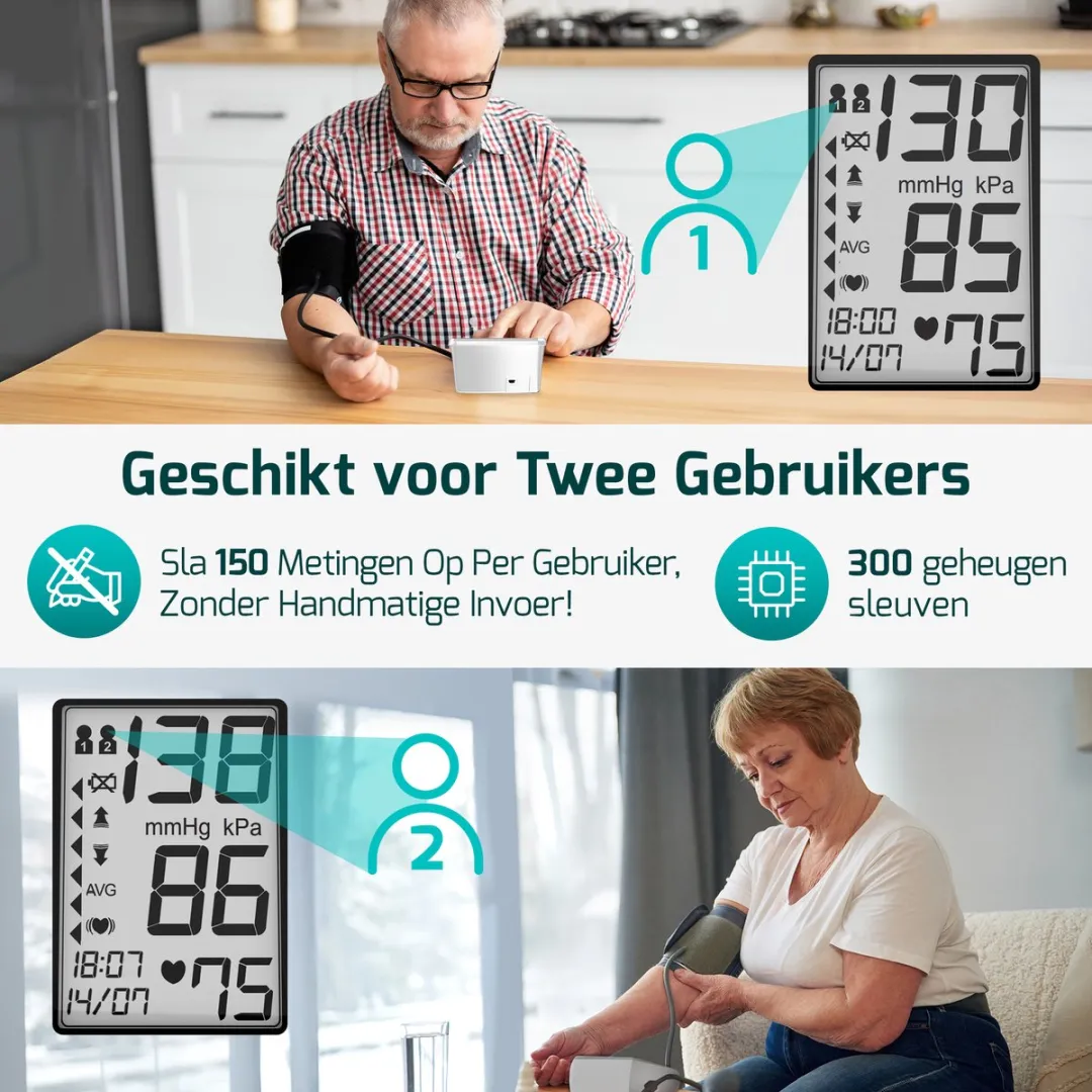 FITAGE Bloeddrukmeter Bovenarm - Medische Hartslagmeter met Nederlandse Voorleesfunctie aanbevolen door Hartstichting- Blood Pressure Monitor - Manchet 22-42cm - Bloeddrukmeters Wit