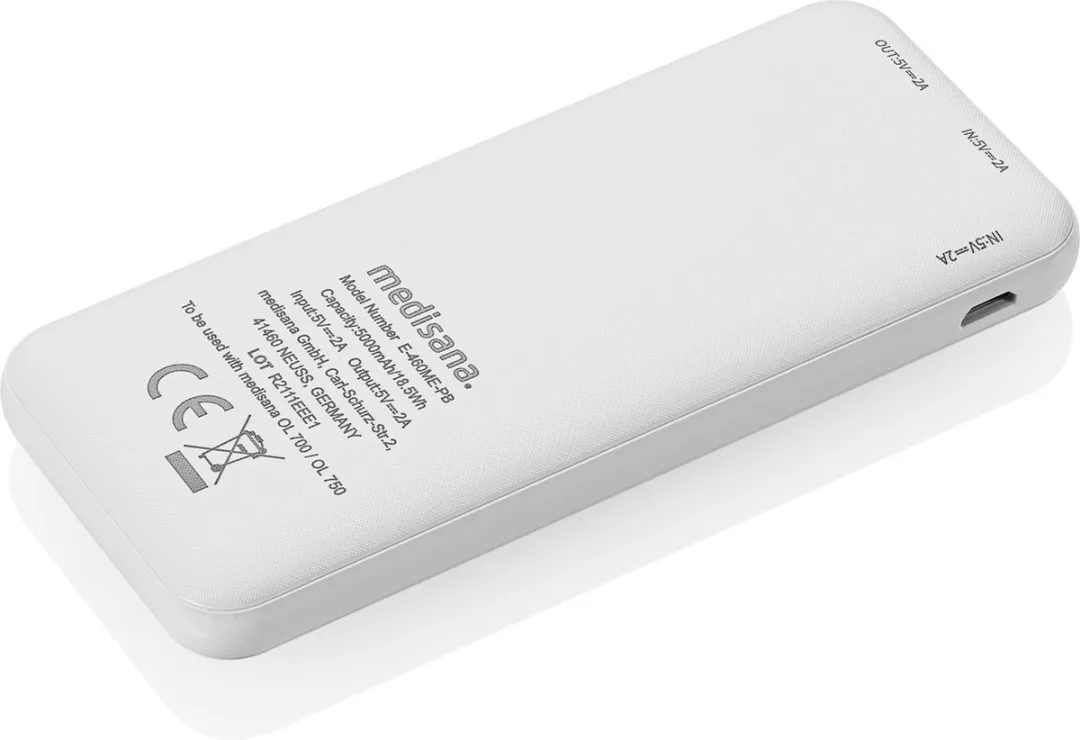 Medisana Powerbank 5000mAh - voor OL & HC - Wit