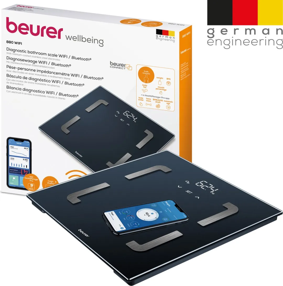 Beurer BF 880 WIFI Personenweegschaal - Lichaamsanalyse - 180kg - 8 Gebruikers - Zwart