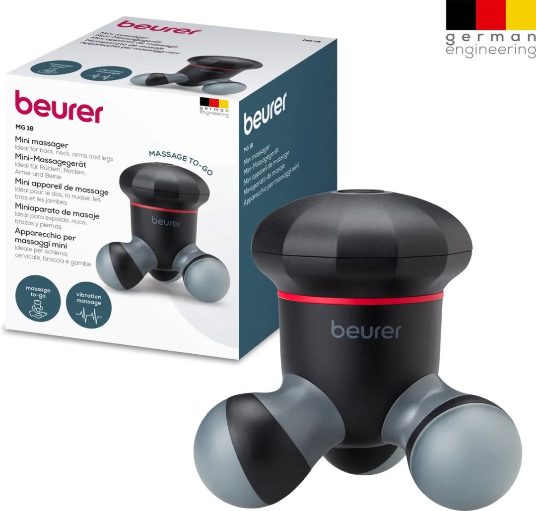Beurer MG 18 Mini Massageapparaat - 3 Koppen - Zwart/Rood