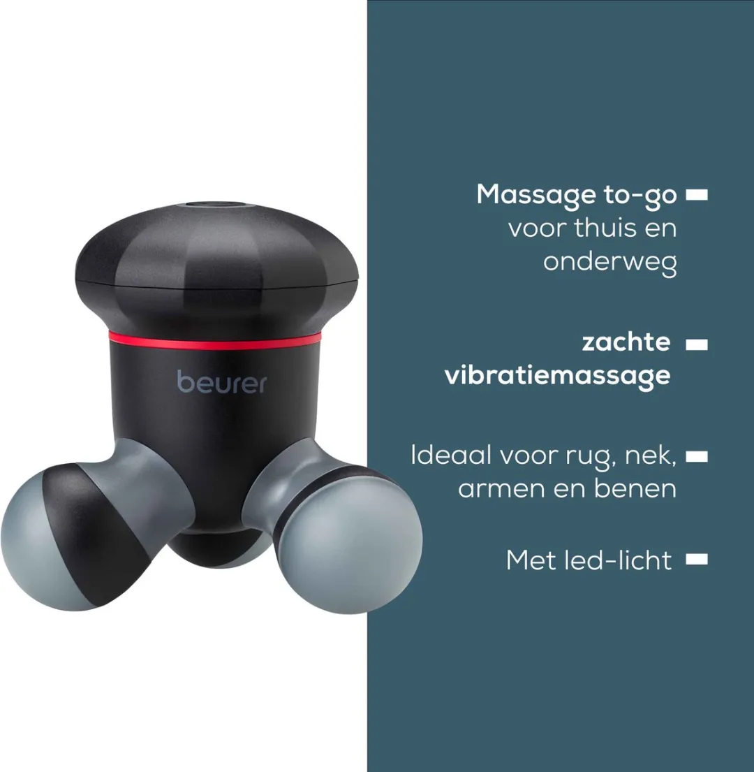 Beurer MG 18 Mini Massageapparaat - 3 Koppen - Zwart/Rood