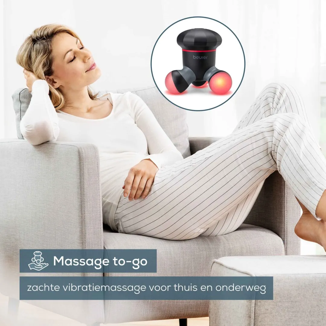 Beurer MG 18 Mini Massageapparaat - 3 Koppen - Zwart/Rood