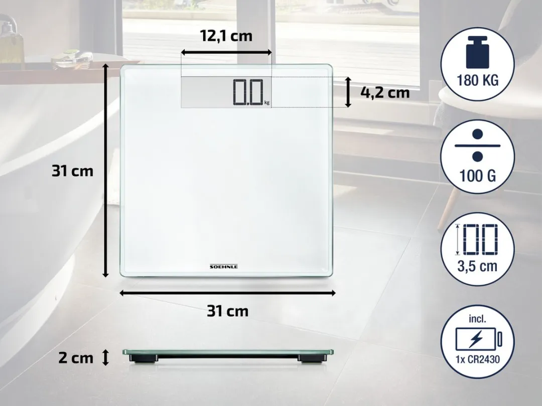 Soehnle Style Sense Comfort 100 Personenweegschaal - Wit - 180 kg