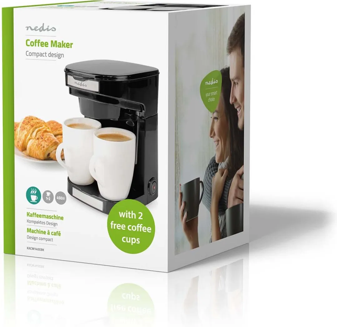 Nedis KACM140EBK Koffiezetapparaat 2 Kopjes - 450W - Zwart