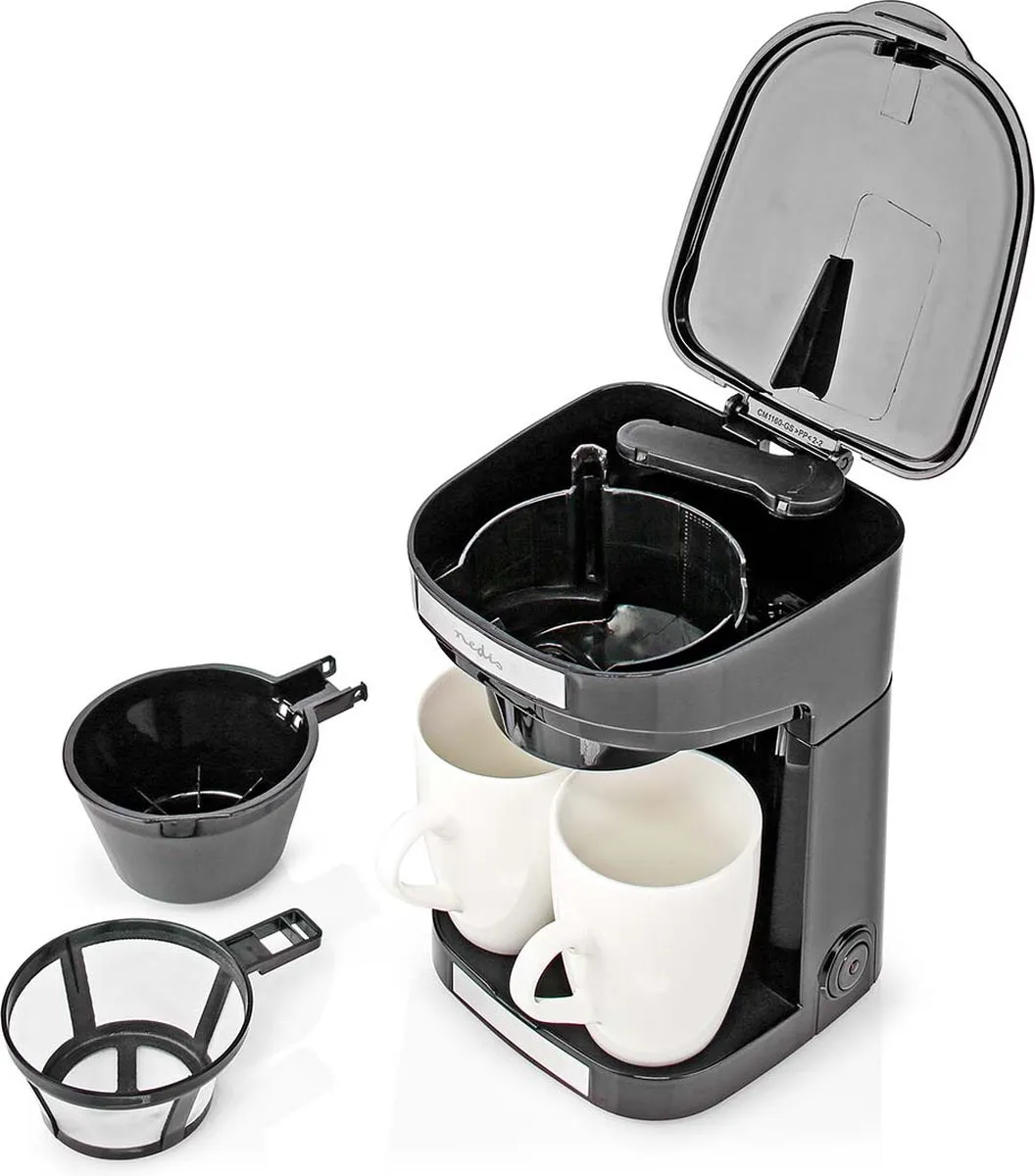 Nedis KACM140EBK Koffiezetapparaat 2 Kopjes - 450W - Zwart - afbeelding 6 van 6