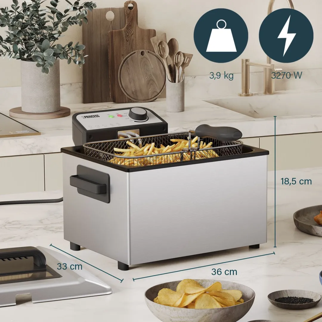 Princess 184090 Friteuse 5L - 3270W - Zilver