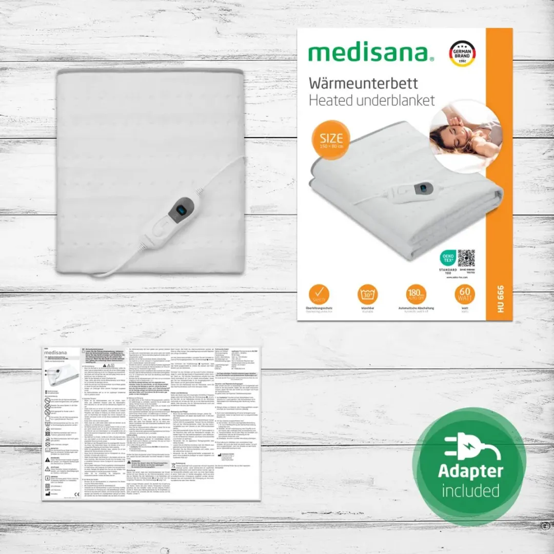 Medisana HU 666 Elektrische Warmtedeken - Eenpersoons 60W - Wit