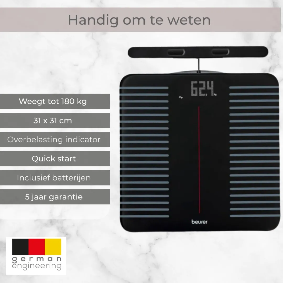 Beurer BF 990 Smart Lichaamsanalyse Weegschaal - 180kg - Zwart - afbeelding 6 van 6