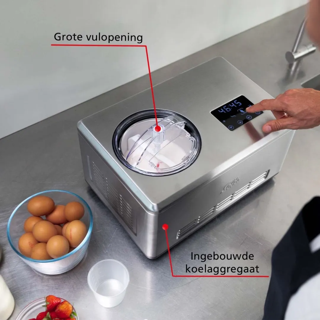 Solis Gelateria Pro Touch 850 IJsmachine - 12 Programma's - 200W - Zilver