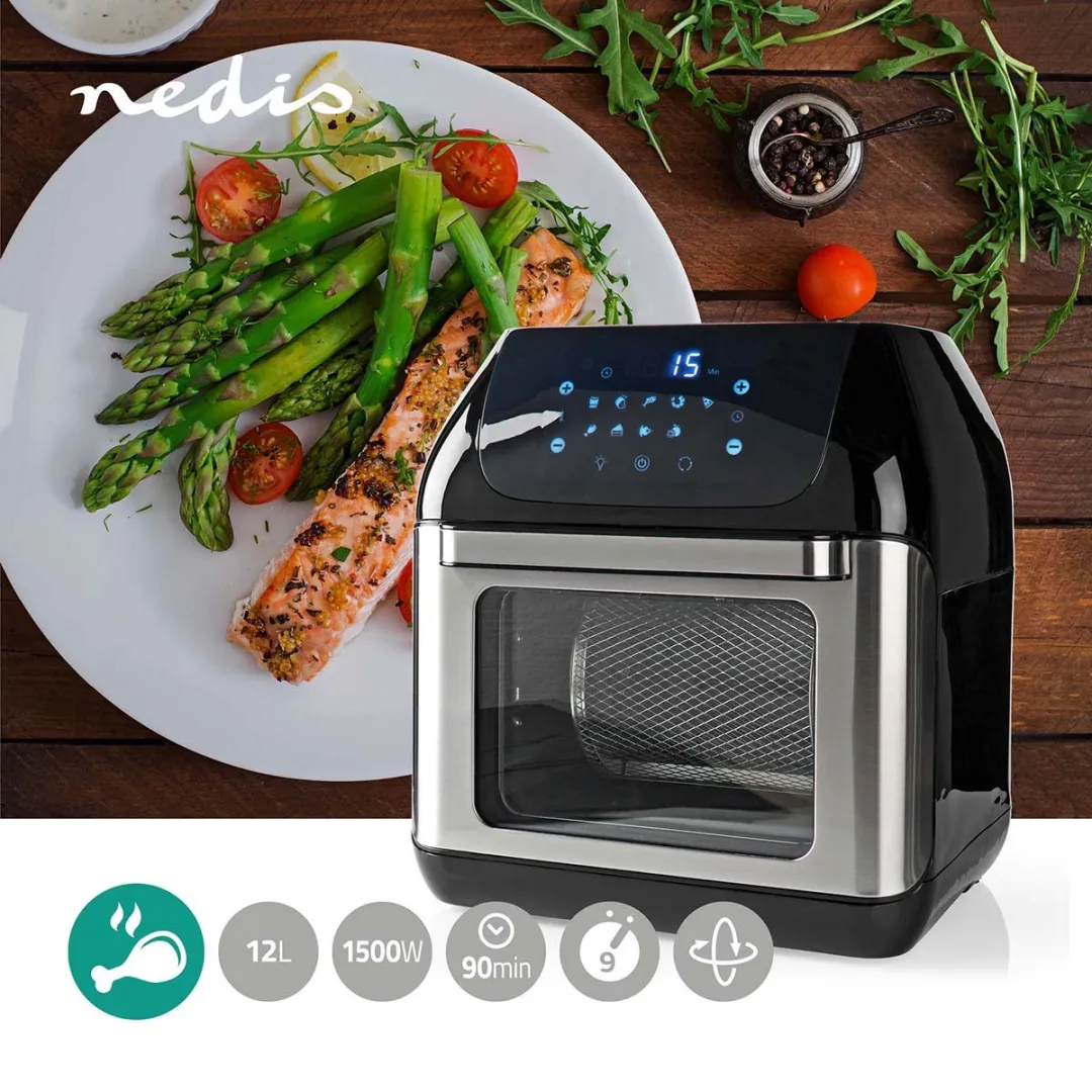 Nedis XXL Airfryer Oven 12L - 1500W - Zwart