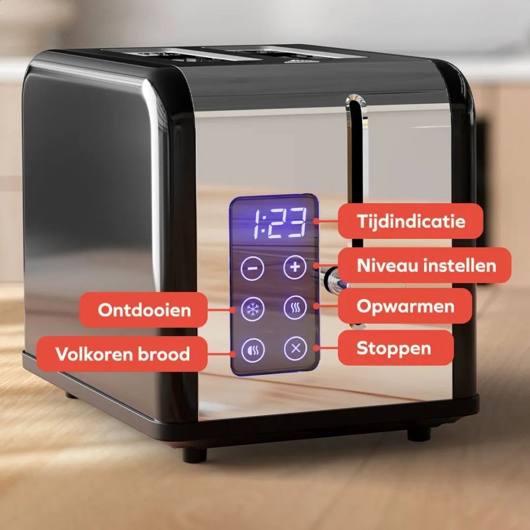 KitchenBrothers KB4006 Broodrooster 815W - 2 Sneden - Zwart