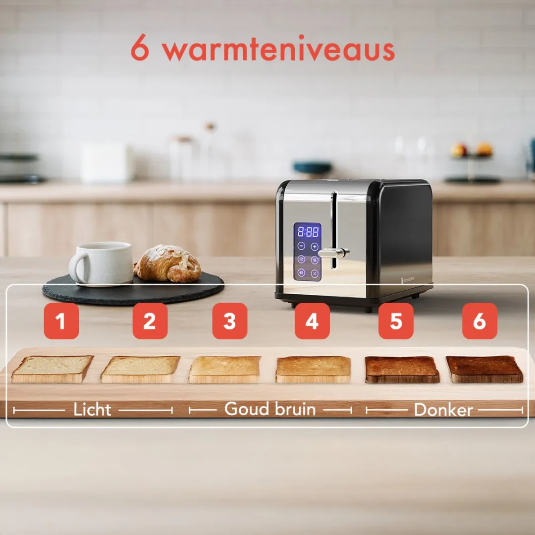 KitchenBrothers KB4006 Broodrooster 815W - 2 Sneden - Zwart