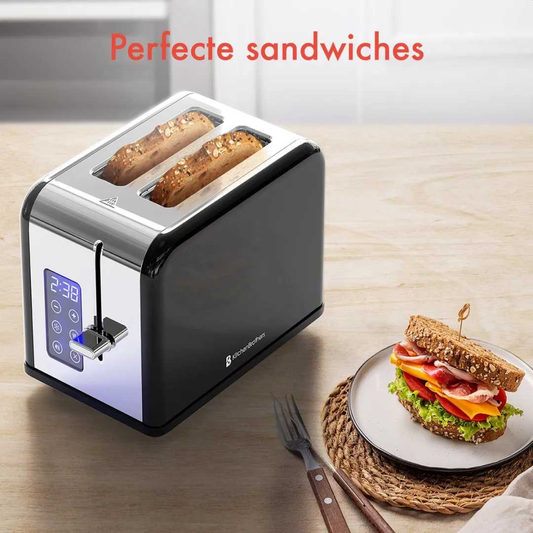 KitchenBrothers KB4006 Broodrooster 815W - 2 Sneden - Zwart