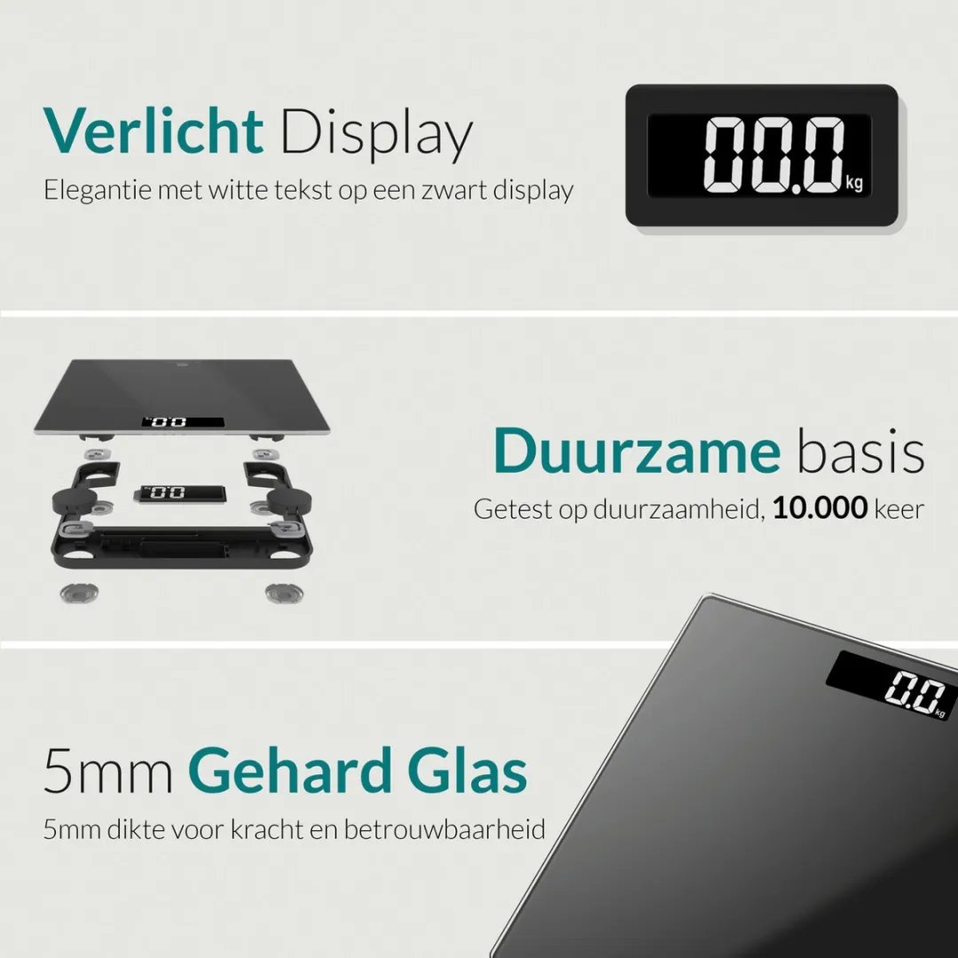 e.volve Personenweegschaal Digitaal 180kg - Zwart