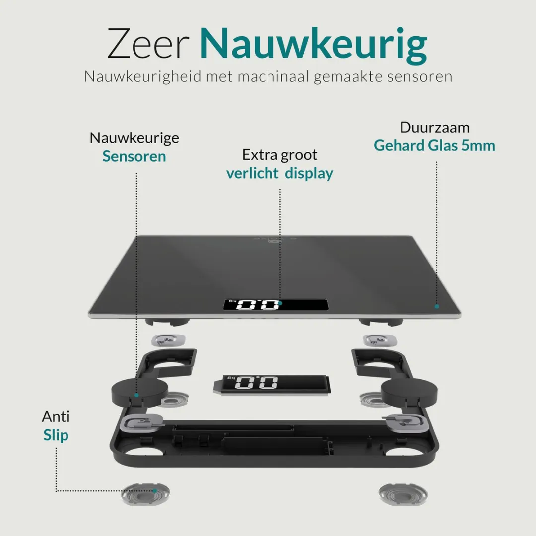 e.volve Personenweegschaal Digitaal 180kg - Zwart
