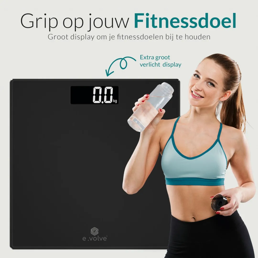 e.volve Personenweegschaal Digitaal 180kg - Zwart