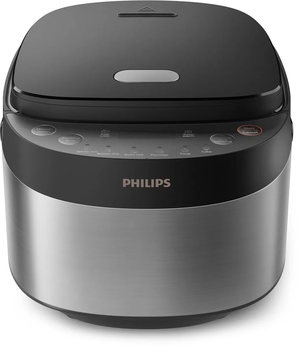 Philips 3000-serie Minirijstkoker HD3093/80 - 0.85L - 8 Programma's - Zwart/Zilver