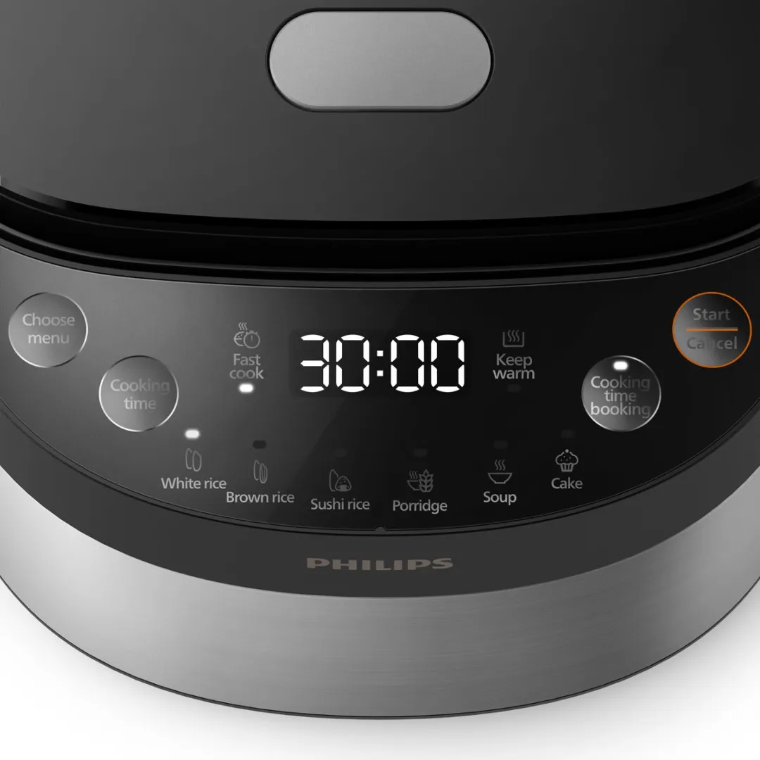 Philips 3000-serie Minirijstkoker HD3093/80 - 0.85L - 8 Programma's - Zwart/Zilver
