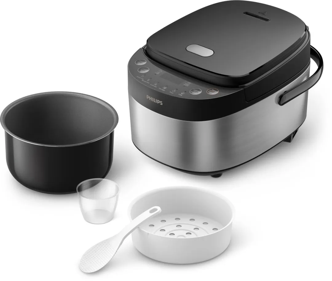 Philips 3000-serie Minirijstkoker HD3093/80 - 0.85L - 8 Programma's - Zwart/Zilver