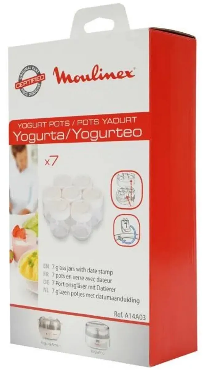 Moulinex A14A03 Yoghurtpotjes - 7 Stuks - Wit/Transparant