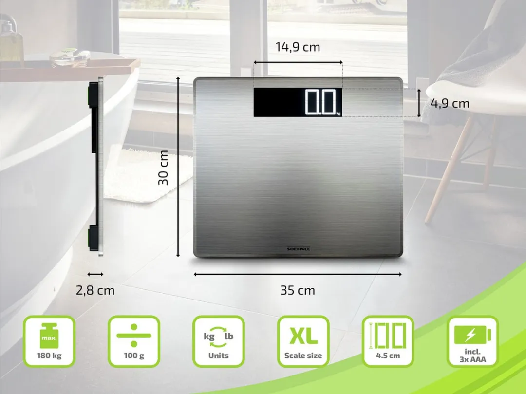 Soehnle Style Sense Safe 300 Personenweegschaal - 180 kg - Grijs