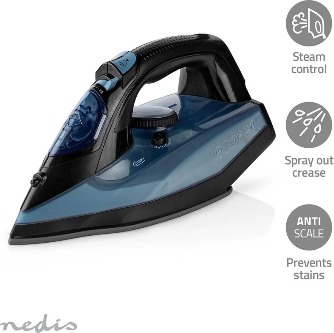 Nedis IRONSS1000 Stoomstrijkijzer - 2600W - Blauw