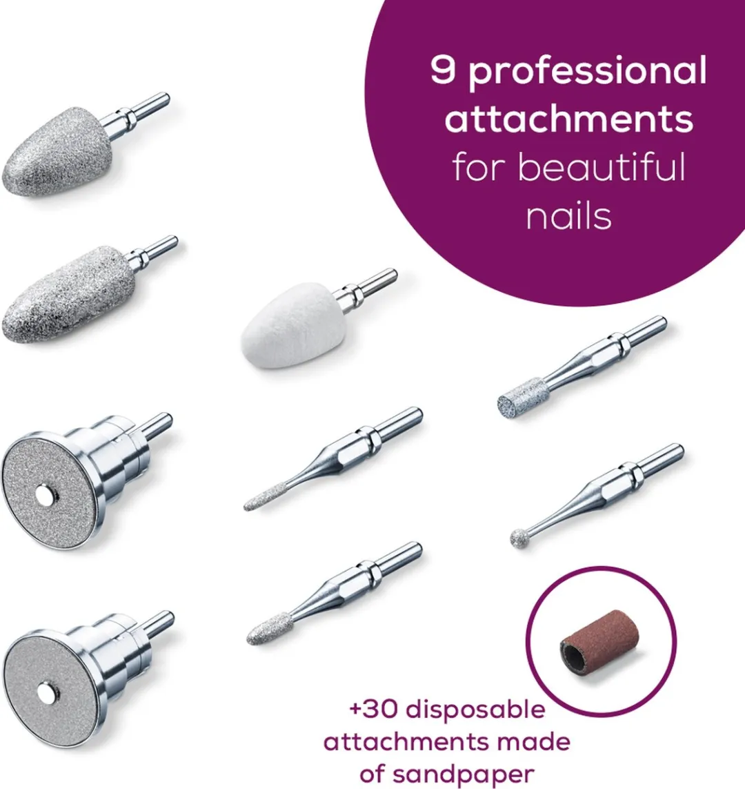Beurer MP 62 Manicure- en Pedicure Opzetstukken - 9 Stuks - Wit/Zilver