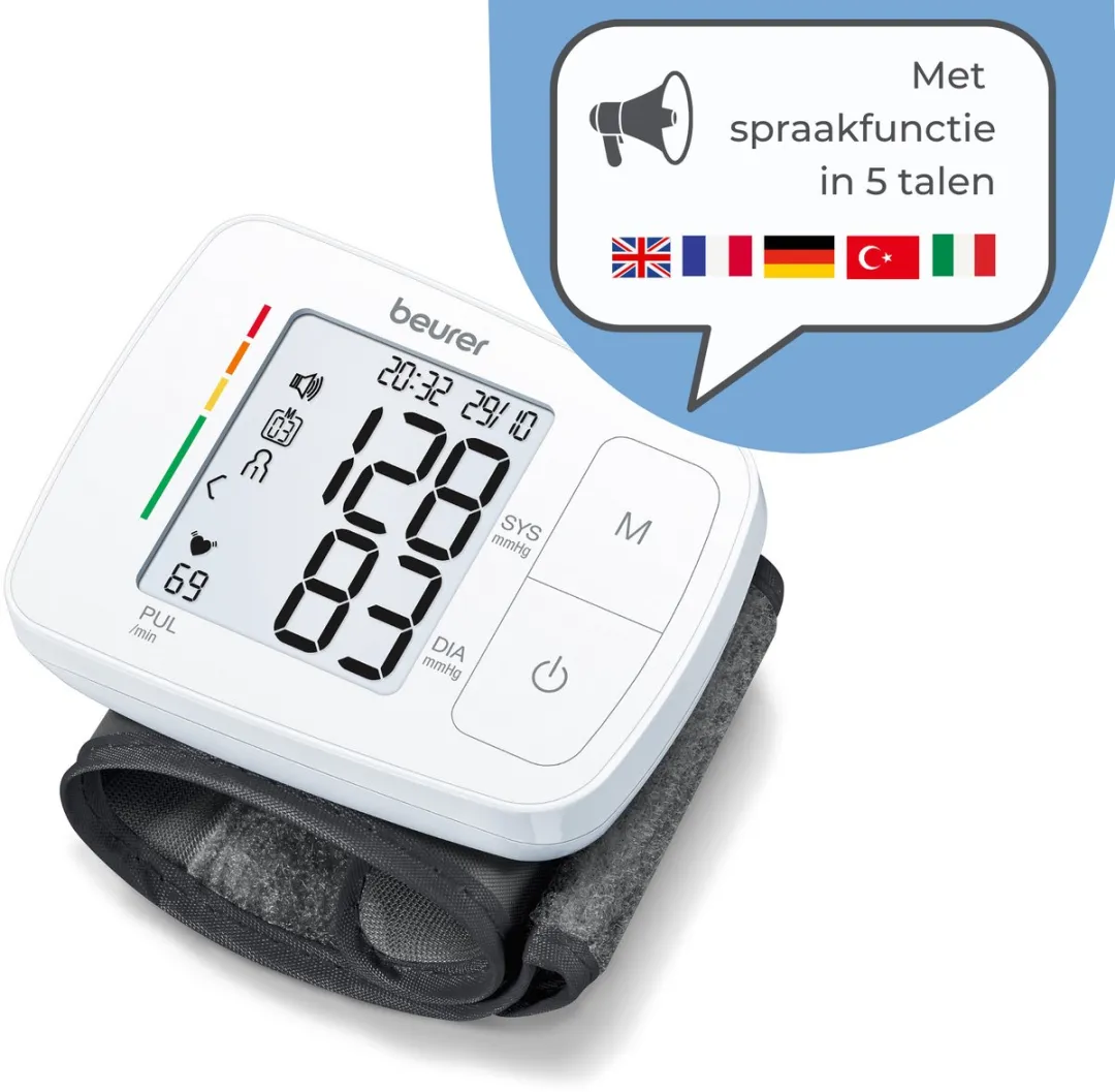 Beurer BC 21 Polsbloeddrukmeter - Spraakfunctie 5 talen - Hartritmestoornis