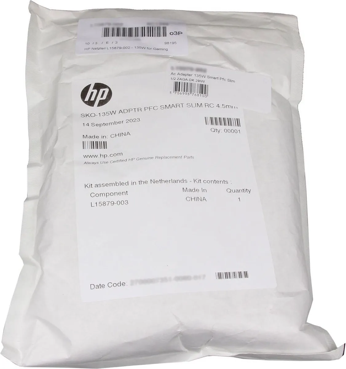 HP M85390-002 Laptopoplader 135W - Zwart