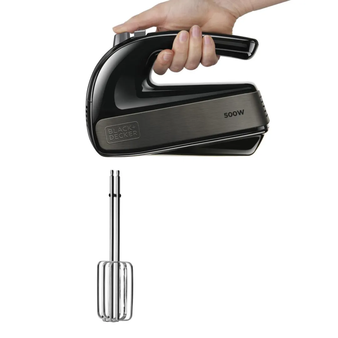 BLACK+DECKER BXMX500E Handmixer - 500W - 5 Snelheden - Zwart/Zilver