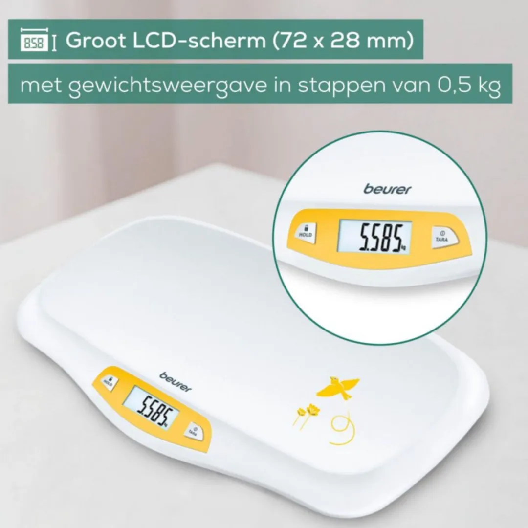 Beurer BY 80 Babyweegschaal - 20 kg - 5 g - Wit/Geel