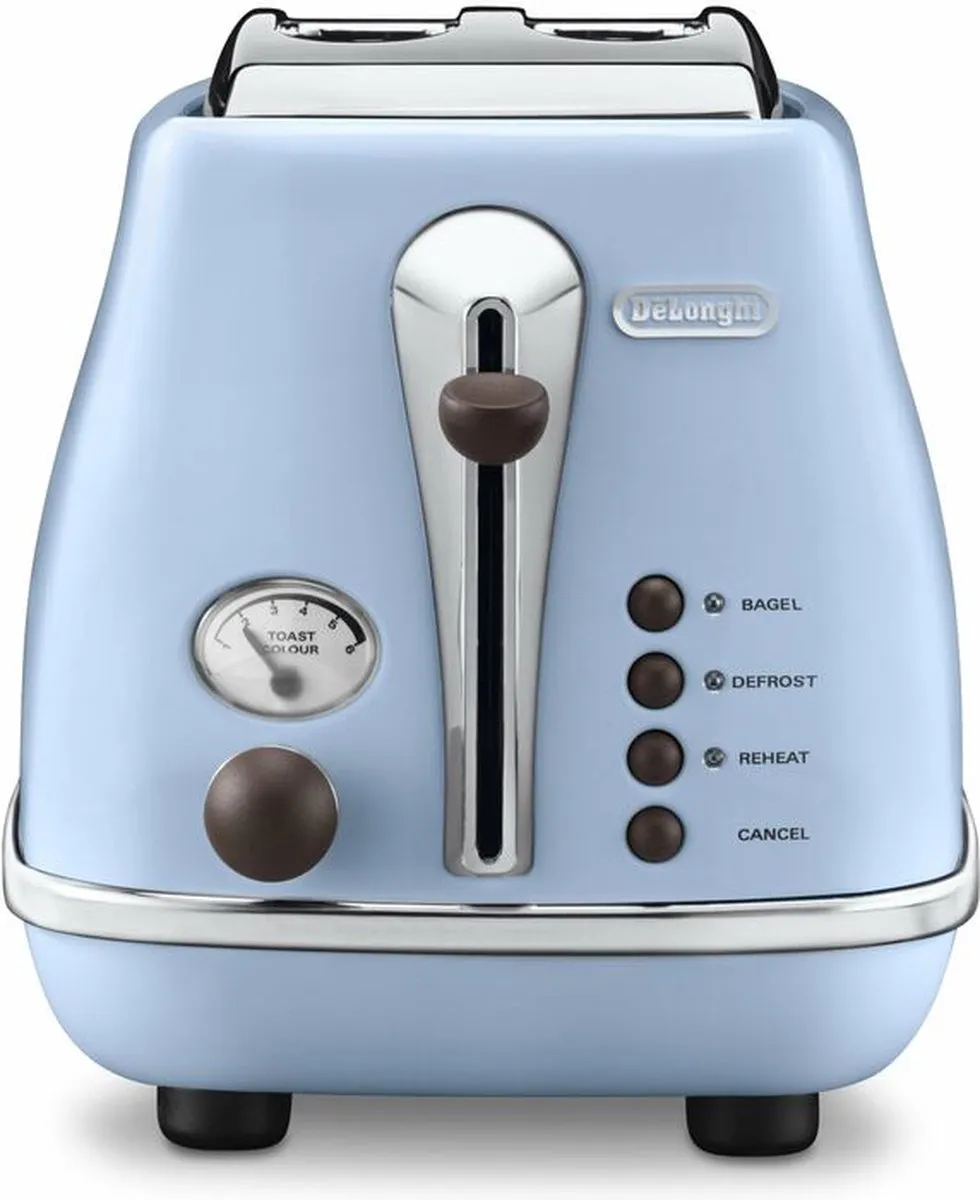De'Longhi Icona Vintage CTOV2103.AZ Broodrooster - 2 Sneden 900W - Azuurblauw - afbeelding 6 van 6