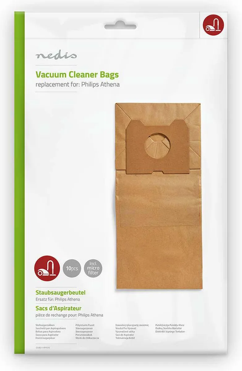 Nedis Stofzuigerzak DUBG111PHS10 - 10 Stuks - Papier - Bruin