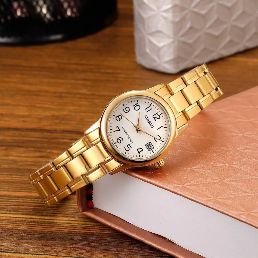 Casio LTP-V002G-7B2UDF Dameshorloge - Witte wijzerplaat - Goudstalen band - afbeelding 3 van 6