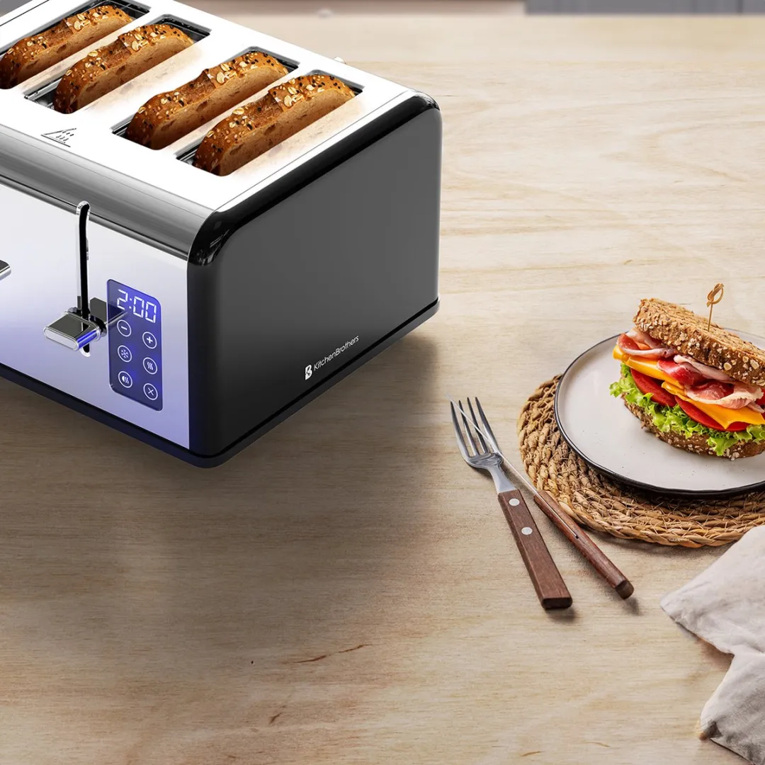 KitchenBrothers KB4007 Broodrooster 1630W - 4 Sneden - Zwart