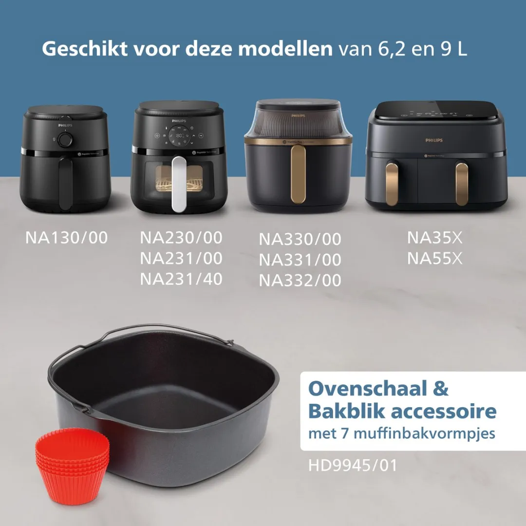 Philips HD9945/01 Ovenschaal & Muffinvormen - 7 Stuks - Kleurloos