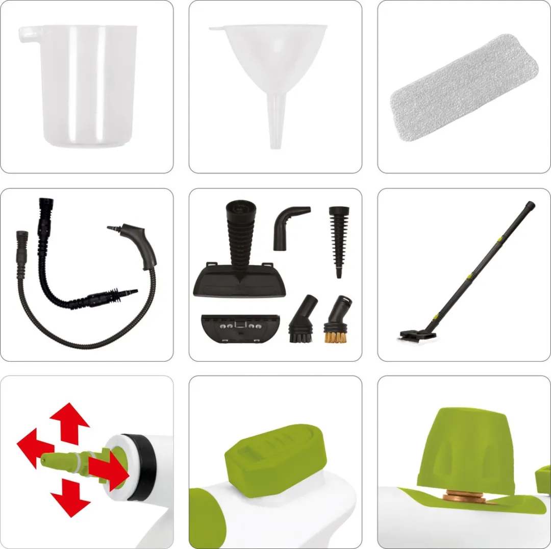 Toya LUND Professional 67201 Hand Stoomreiniger - 1050W - 17-delig - Groen/Wit