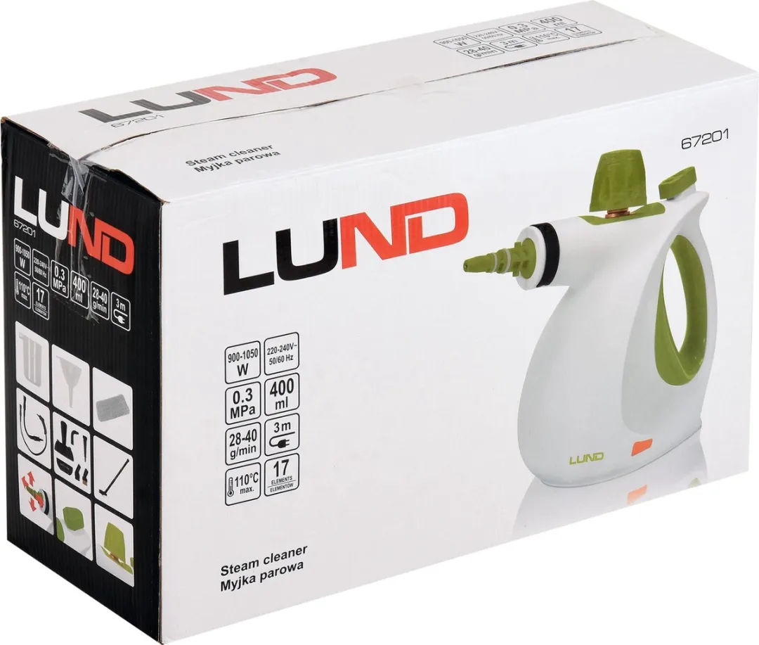 Toya LUND Professional 67201 Hand Stoomreiniger - 1050W - 17-delig - Groen/Wit - afbeelding 6 van 6