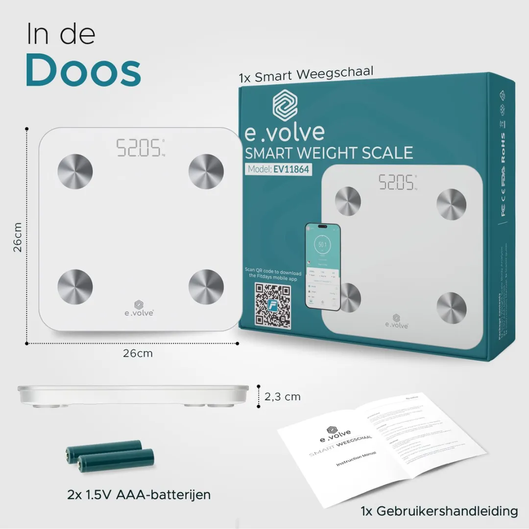 e.volve Personenweegschaal Digitaal - Wit - 24 Personen - afbeelding 6 van 6