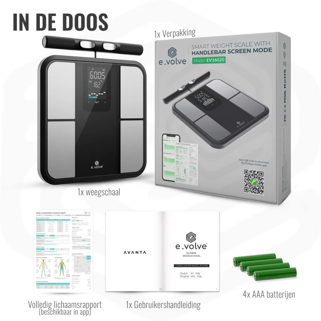 e.volve Personenweegschaal Digitaal 180kg - 24 Personen - Handvat - afbeelding 6 van 6